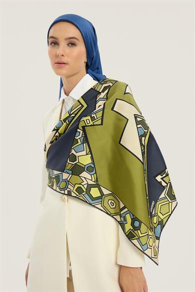 ALEV TİVİL İPEK EŞARP 90*90 CM - YEŞİL