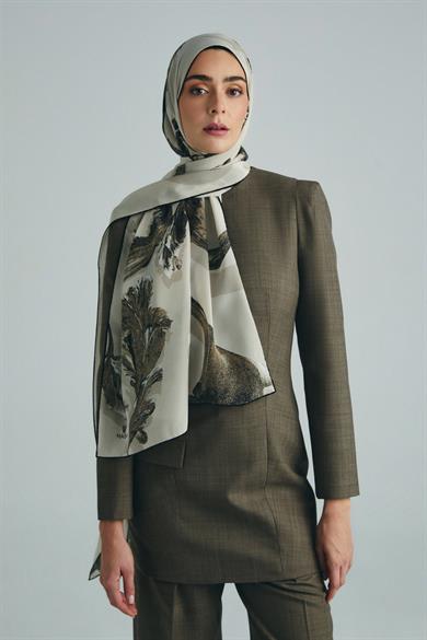 ANİ KREP İPEK ŞAL 70*190 CM - KREM