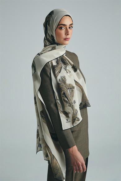 ANİ KREP İPEK ŞAL 70*190 CM - KREM