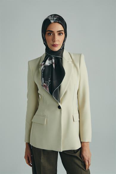 ANİ TİVİL İPEK EŞARP 90*90 CM - ACI KAHVE