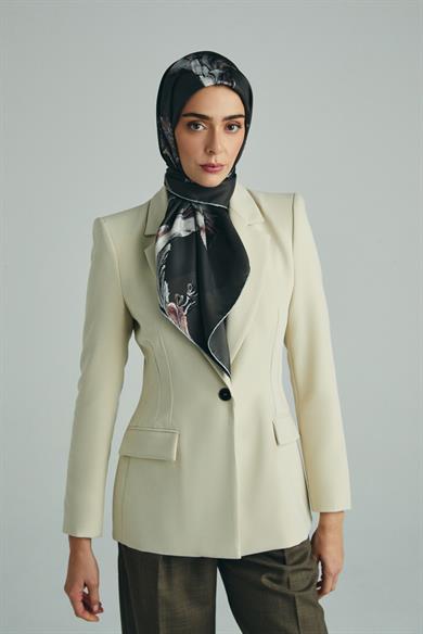 ANİ TİVİL İPEK EŞARP 90*90 CM - ACI KAHVE