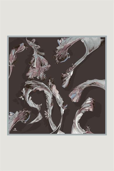 ANİ TİVİL İPEK EŞARP 90*90 CM - ACI KAHVE