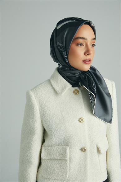 ANİ TİVİL İPEK EŞARP 90*90 CM - ANTRASİT