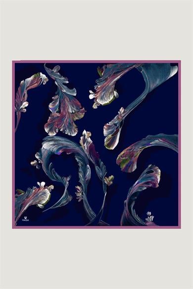 ANİ TİVİL İPEK EŞARP 90*90 CM - LACİVERT