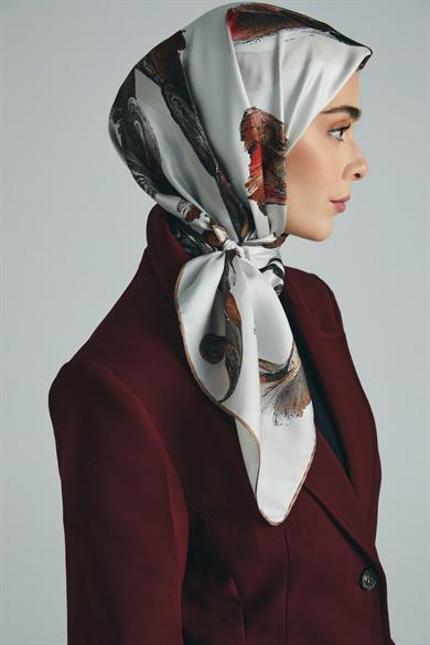 ANİ TİVİL İPEK EŞARP 90*90 CM - VİZON