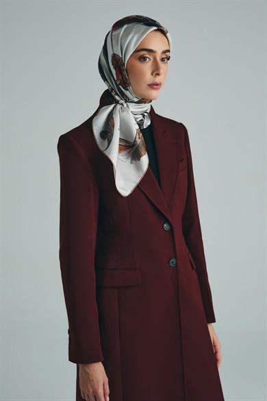 ANİ TİVİL İPEK EŞARP 90*90 CM - VİZON