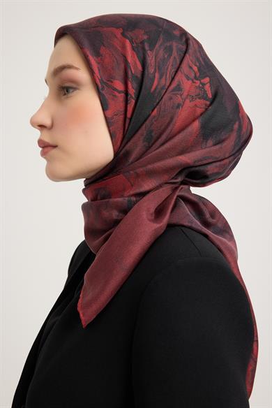 ARIN PAMUK İPEK EŞARP 100*100 CM - KIRMIZI