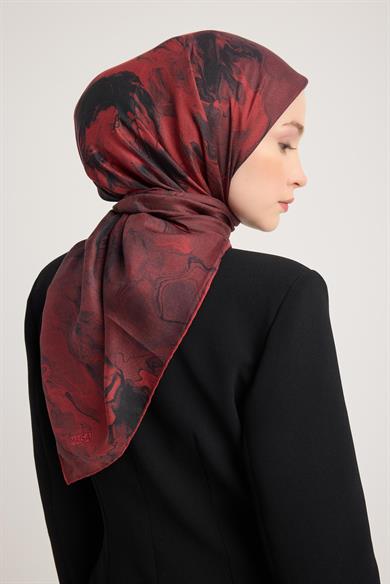 ARIN PAMUK İPEK EŞARP 100*100 CM - KIRMIZI