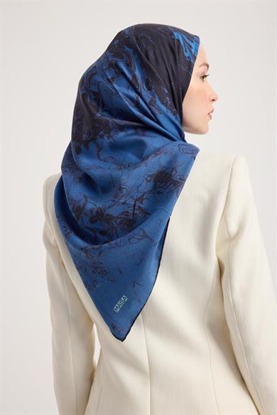 ARIN PAMUK İPEK EŞARP 100*100 CM - MAVİ