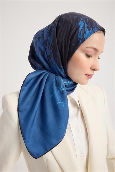 ARIN PAMUK İPEK EŞARP 100*100 CM - MAVİ