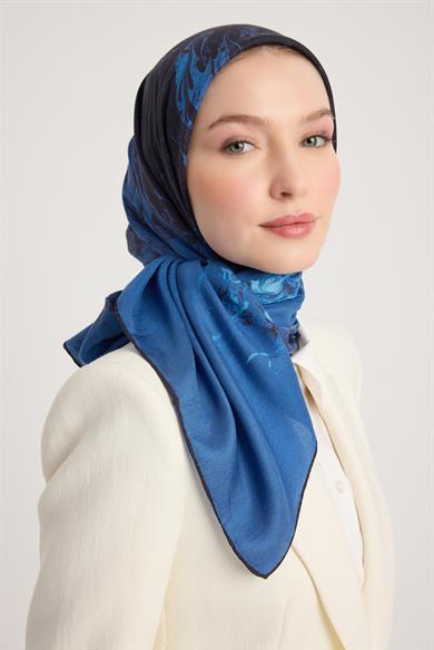 ARIN PAMUK İPEK EŞARP 100*100 CM - MAVİ