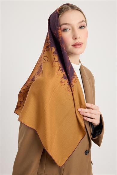 ARIN PAMUK İPEK EŞARP 100*100 CM - TABA