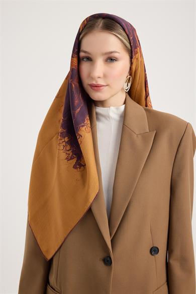 ARIN PAMUK İPEK EŞARP 100*100 CM - TABA