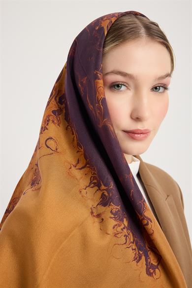 ARIN PAMUK İPEK EŞARP 100*100 CM - TABA