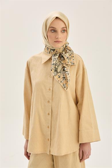 ARUS TİVİL İPEK EŞARP 90*90 CM - BEJ