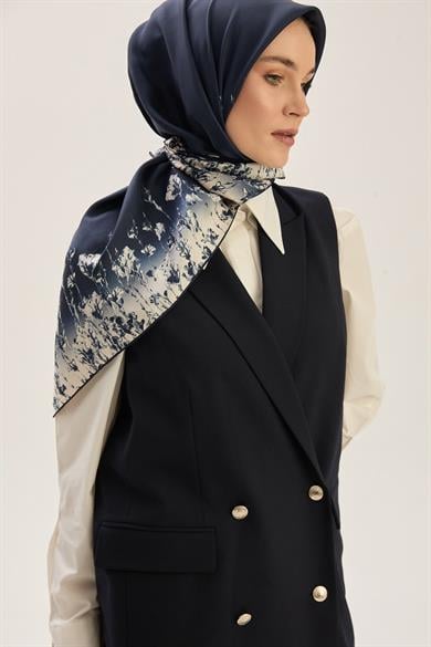 ARUS TİVİL İPEK EŞARP 90*90 CM - LACİVERT