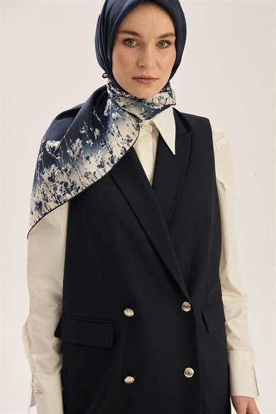 ARUS TİVİL İPEK EŞARP 90*90 CM - LACİVERT