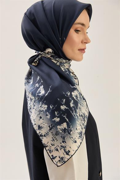 ARUS TİVİL İPEK EŞARP 90*90 CM - LACİVERT