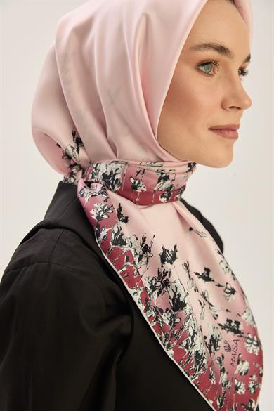 ARUS TİVİL İPEK EŞARP 90*90 CM - PEMBE