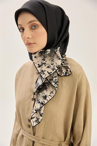 ARUS TİVİL İPEK EŞARP 90*90 CM - SİYAH