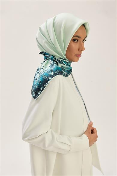 ARUS TİVİL İPEK EŞARP 90*90 CM - TURKUAZ