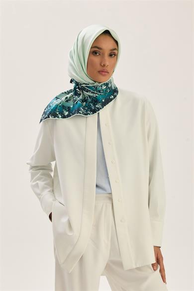ARUS TİVİL İPEK EŞARP 90*90 CM - TURKUAZ
