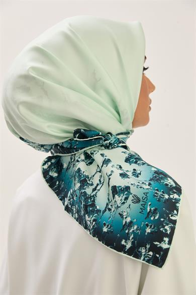 ARUS TİVİL İPEK EŞARP 90*90 CM - TURKUAZ