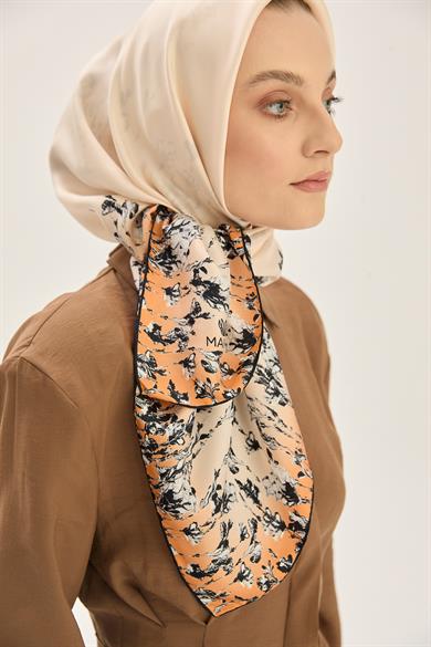 ARUS TİVİL İPEK EŞARP 90*90 CM - TURUNCU