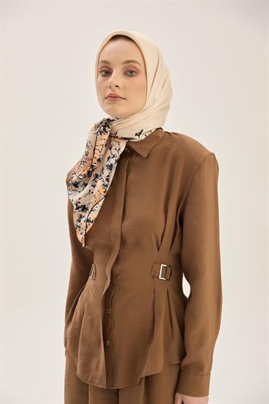 ARUS TİVİL İPEK EŞARP 90*90 CM - TURUNCU