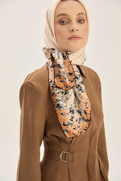 ARUS TİVİL İPEK EŞARP 90*90 CM - TURUNCU
