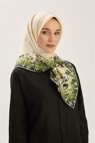 ARUS TİVİL İPEK EŞARP 90*90 CM - YEŞİL