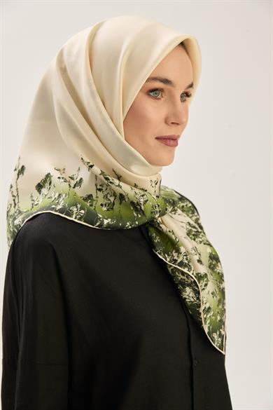 ARUS TİVİL İPEK EŞARP 90*90 CM - YEŞİL