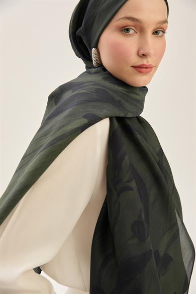 ARYA FLOŞ VİSKON 70*190 CM ŞAL - KOYU YEŞİL