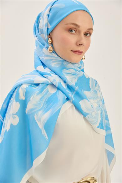 ARYA FLOŞ VİSKON 70*190 CM ŞAL - MAVİ