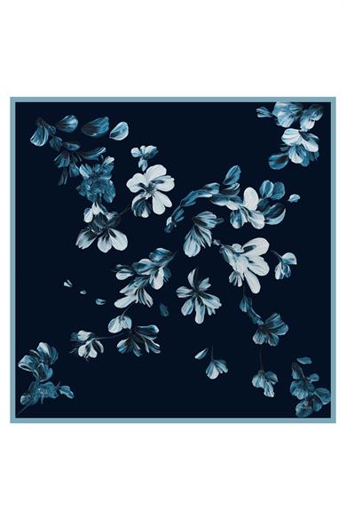 ASEL TİVİL İPEK EŞARP 90*90 - LACİVERT 