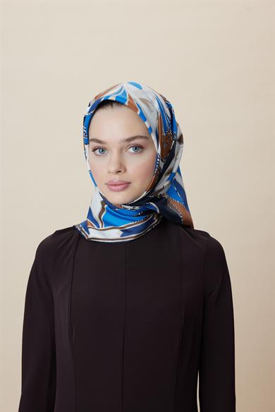 ATOL TİVİL İPEK EŞARP 90*90 CM - LACİVERT