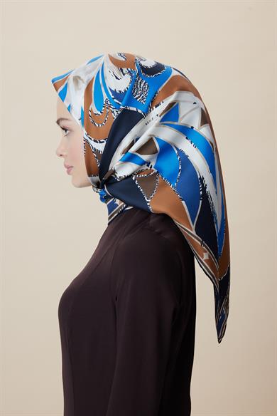 ATOL TİVİL İPEK EŞARP 90*90 CM - LACİVERT