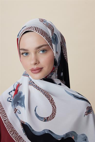 AYÇIL KREP İPEK ŞAL 70*190 CM - KIRMIZI