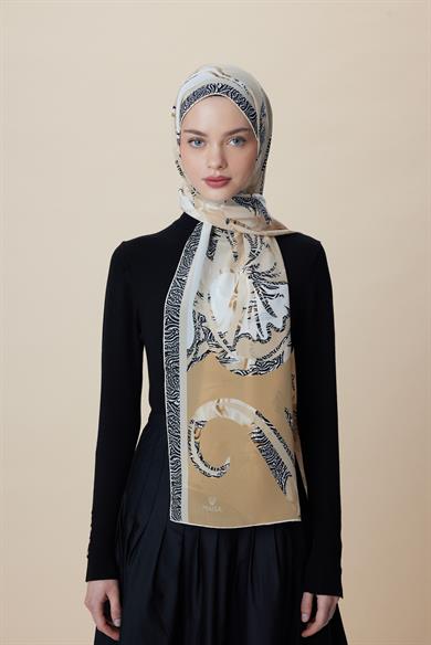 AYÇIL KREP İPEK ŞAL 70*190 CM - KUM