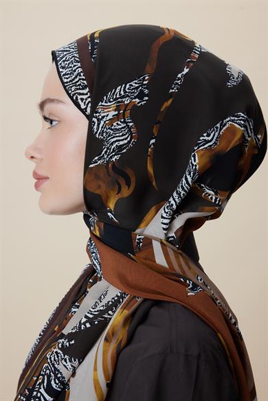AYÇIL KREP İPEK ŞAL 70*190 CM - TABA