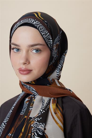 AYÇIL KREP İPEK ŞAL 70*190 CM - TABA