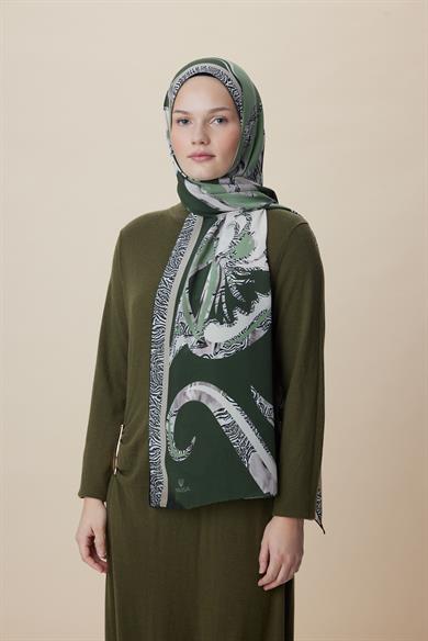 AYÇIL KREP İPEK ŞAL 70*190 CM - YEŞİL