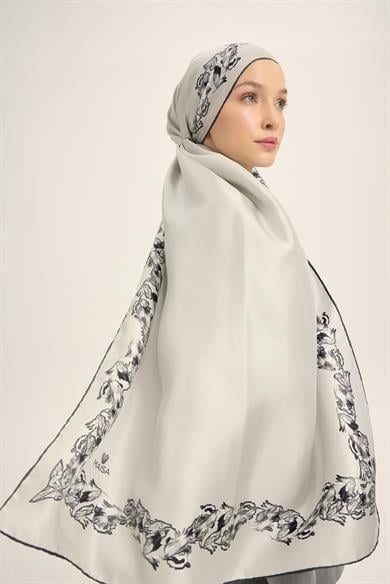 BADE MULBERRY İPEK ŞAL 70*190 CM - GRİ