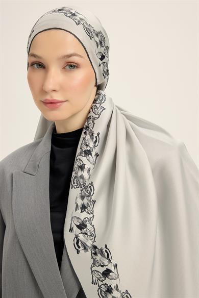 BADE MULBERRY İPEK ŞAL 70*190 CM - GRİ