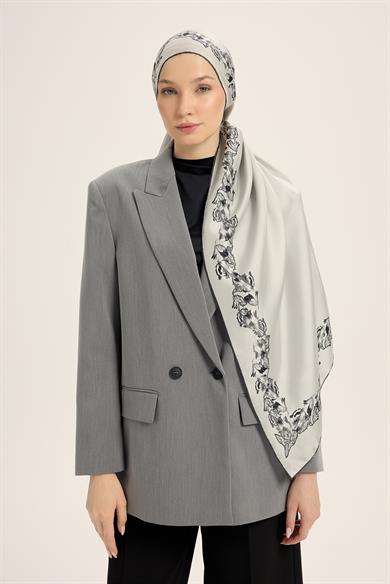 BADE MULBERRY İPEK ŞAL 70*190 CM - GRİ