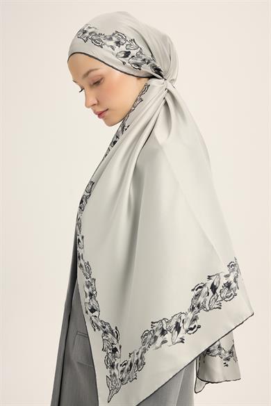 BADE MULBERRY İPEK ŞAL 70*190 CM - GRİ