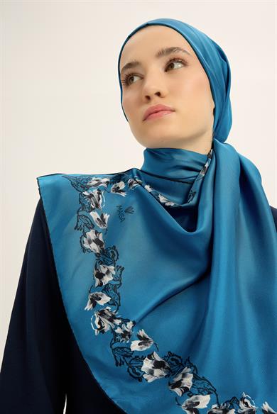 BADE MULBERRY İPEK ŞAL 70*190 CM - MAVİ