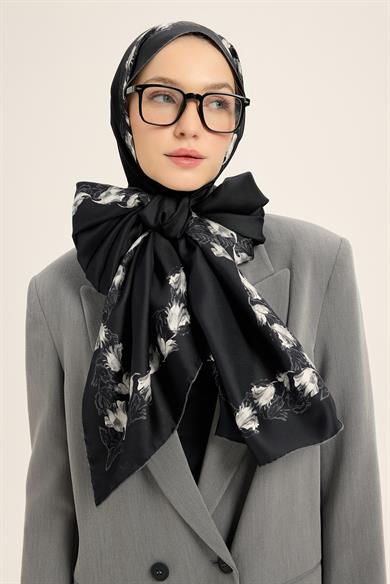 BADE MULBERRY İPEK ŞAL 70*190 CM - SİYAH