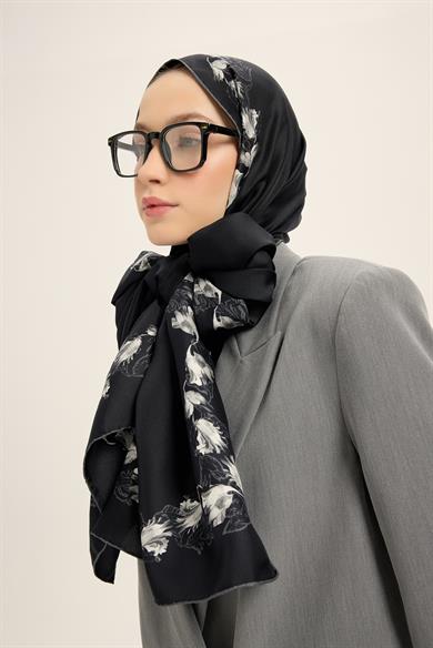 BADE MULBERRY İPEK ŞAL 70*190 CM - SİYAH