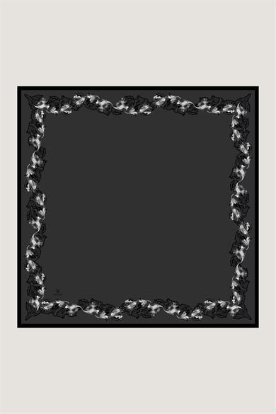 BADE TİVİL İPEK EŞARP 90*90 CM - ANTRASİT